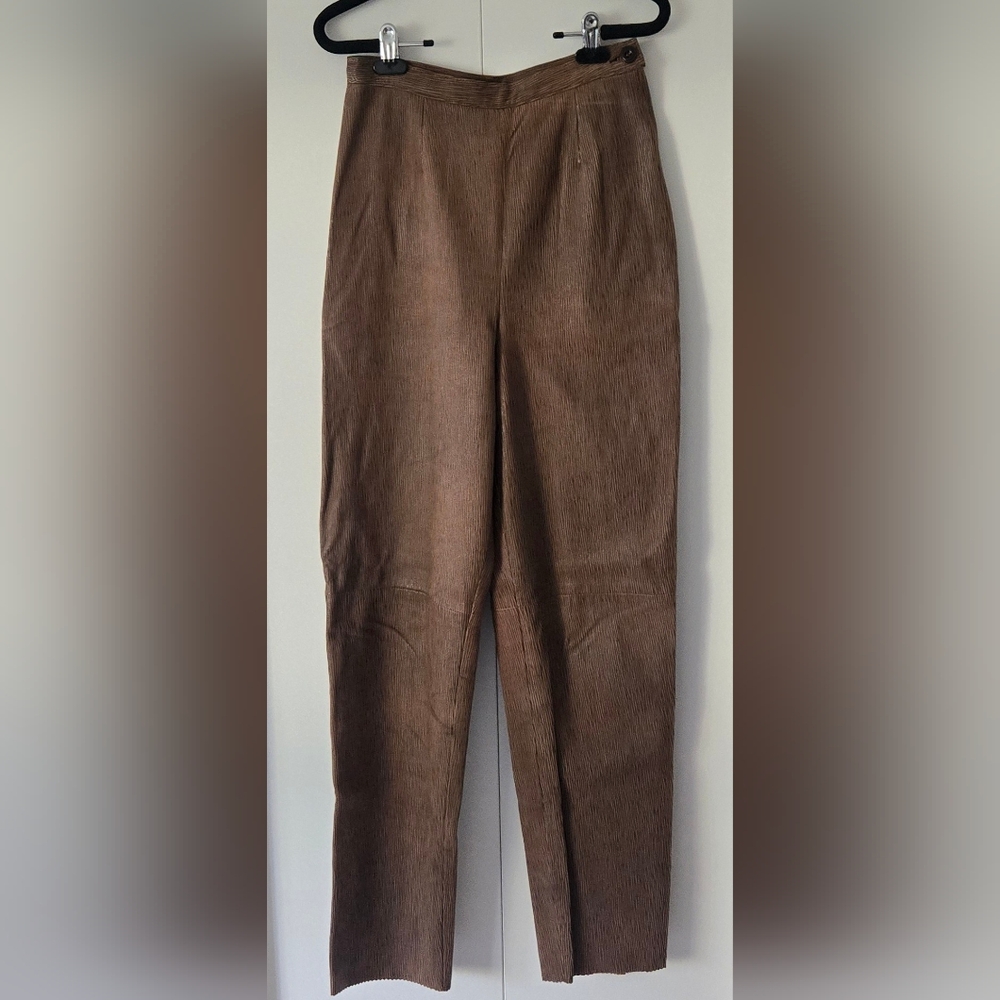 Vintage Italian Leather Embossed Pants S
